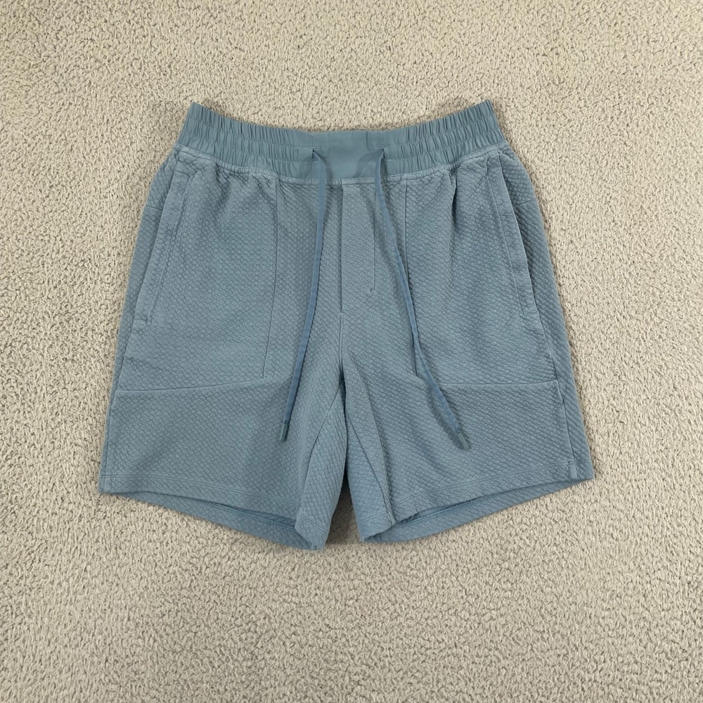 Lululemon At Ease Shorts Men M Utility Blue 7" Drawstring Athletic Gym